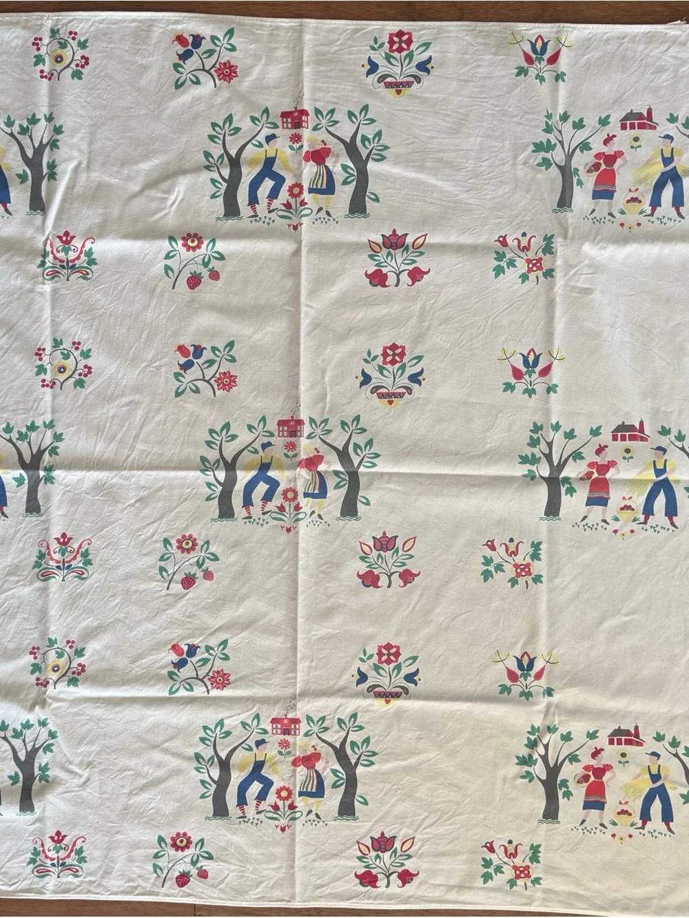 Vintage 1950-1960 Wilendur Cotton Tablecloth Pennsylvania Dutch